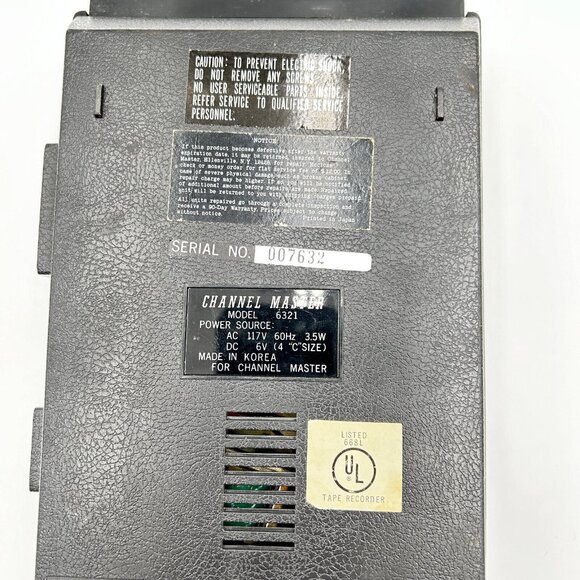 Vtg Channel Master Solid State Cassette Tape Player Recorder 6321 works read - Picture 6 of 7